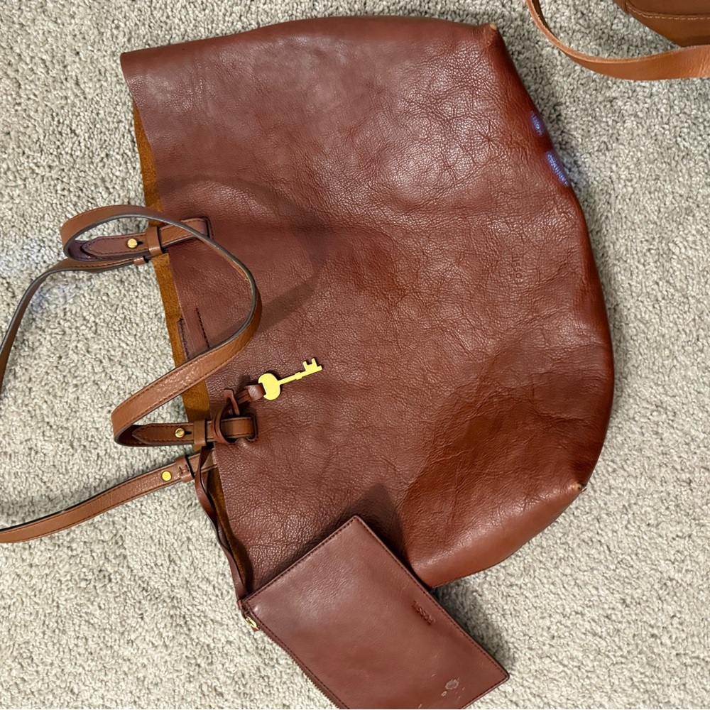 3 Brown Leather Women's Bag lot - Picture 5 of 6